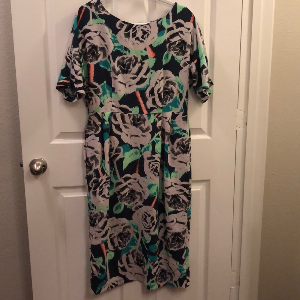 ASOS Floral Print Dress - Black, Green, White